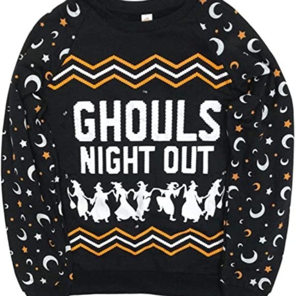 GHOULS NIGHT OUT LIGHT UP WOMEN BLACK PULLOVER NEW - Picture 1 of 2